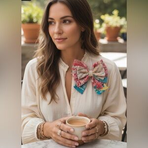 Upcycled Kantha brooch